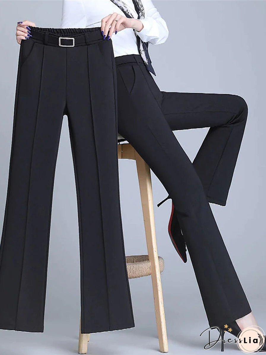 Women&lsquo;s Dress Work Pants Trousers Full Length Micro-elastic High Waist Fashion Streetwear Daily Navy Black S M Fall Winter