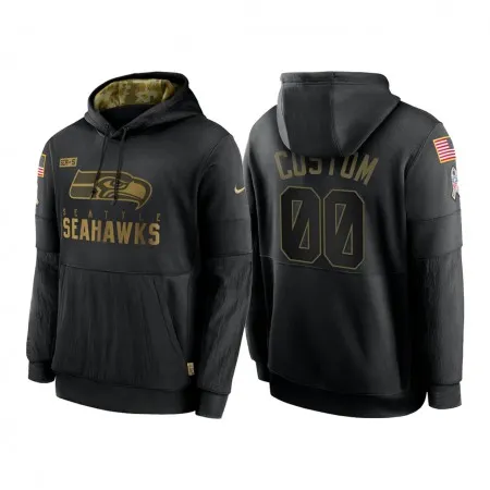 Men's Seattle Seahawks ACTIVE PLAYER Custom 2020 Black Salute to Service Sideline Performance Pullover Hoodie