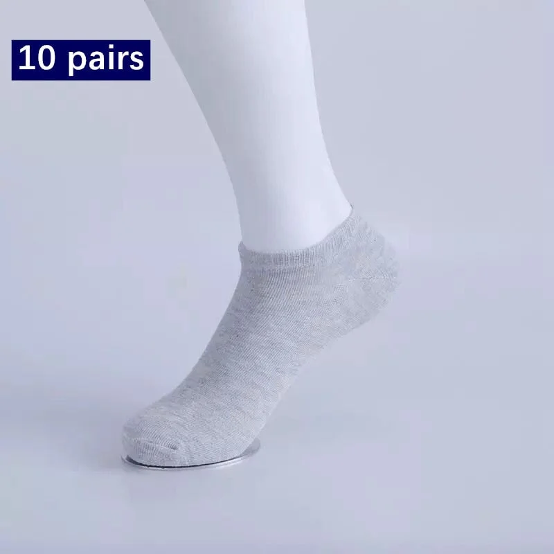 Aonga 10pairs/Lot Men's Socks Casual Boat Socks Solid Color Light Mouth Soft Breathable Business Socks Gift Socks Ankle SocksWholesale