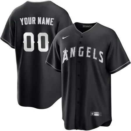 Men's Los Angeles Angels Custom Black Lights Out Replica Jersey