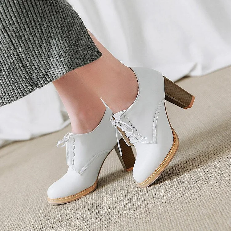 Custom Made White Oxford Heels |FSJ Shoes