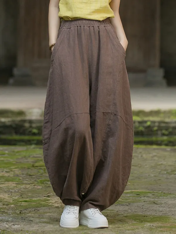 Loose Fit Drop Crotch Cropped Trousers in Blue