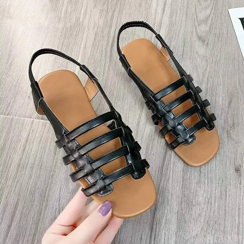 Women Flat Sandals Summer Beach Shoes Women Retro Fashion Sip On Slides Female Sandals Casual Ladies Shoes Plus Size 35-45