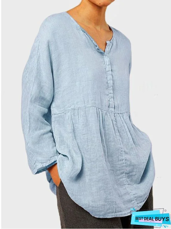 Plain Casual Long Sleeve Blouse