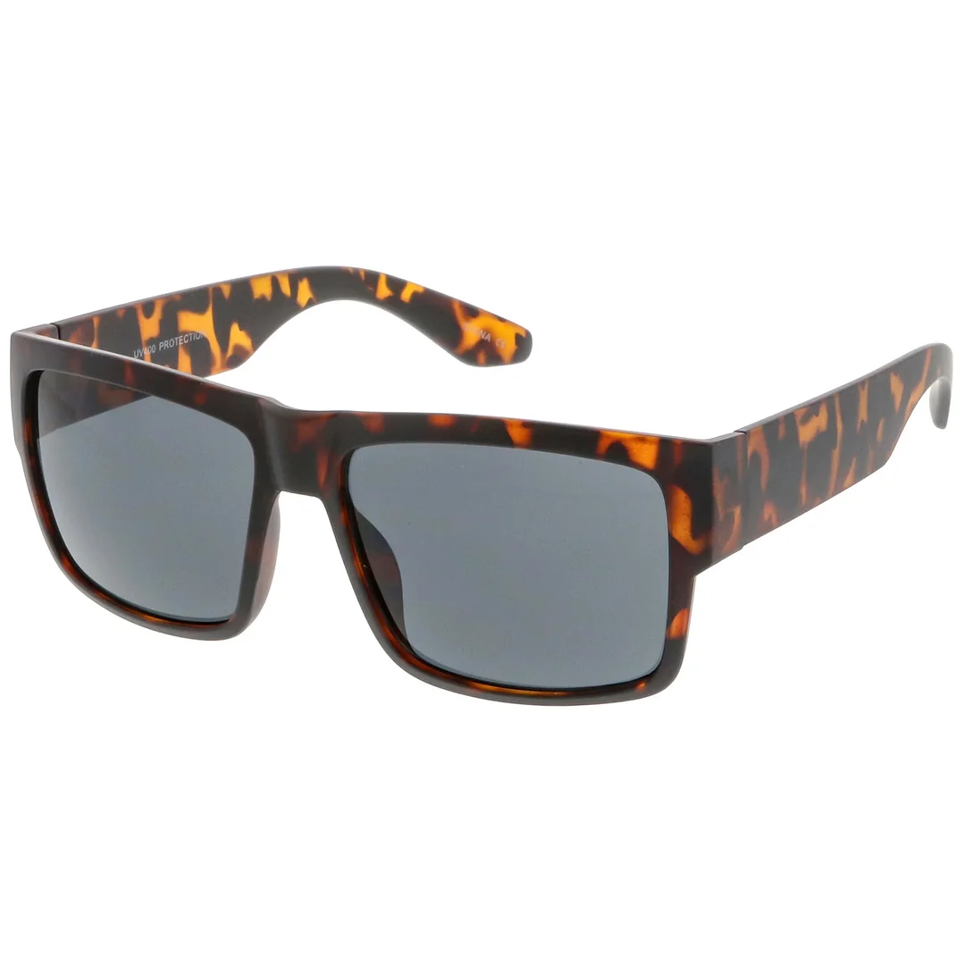 Men's Flat Top Horn Rimmed glasses With Thick Arms Square Lens 57mm