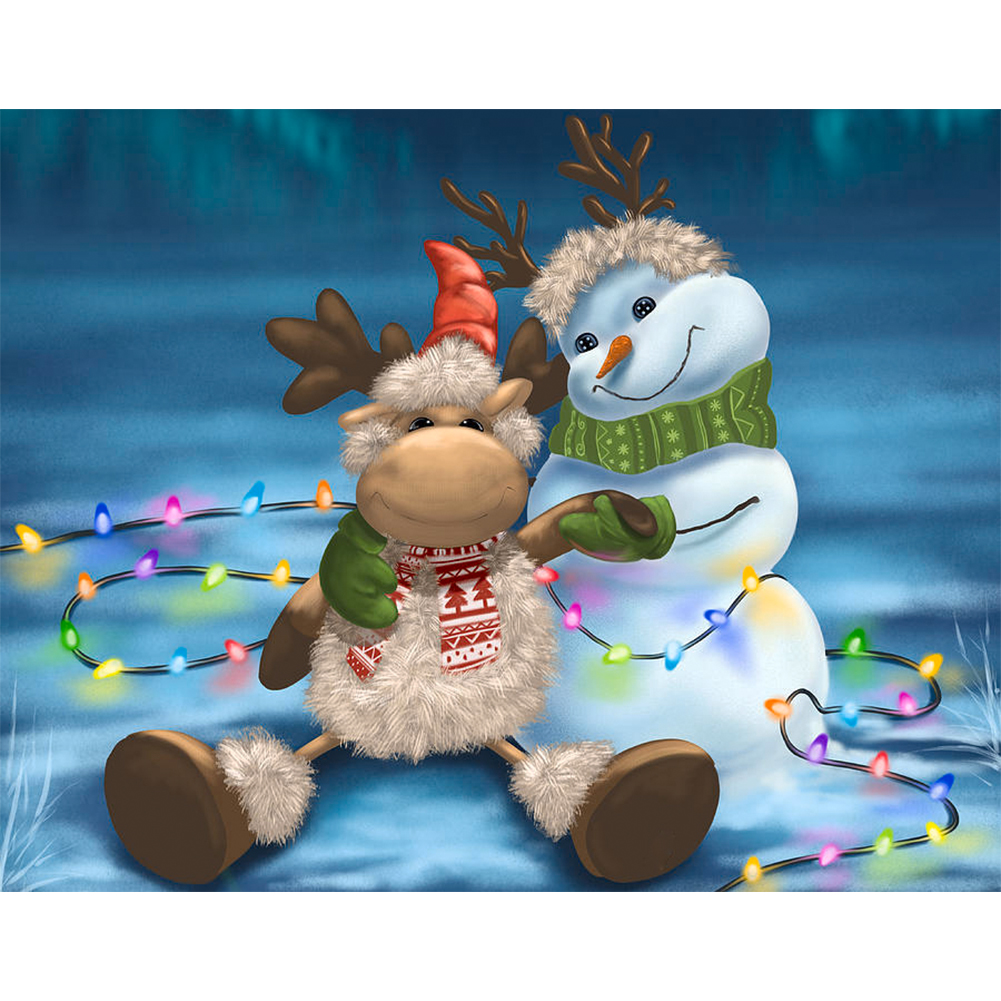 

Lantern Snowman - Round Drill Diamond Painting - 40*30CM, 501 Original