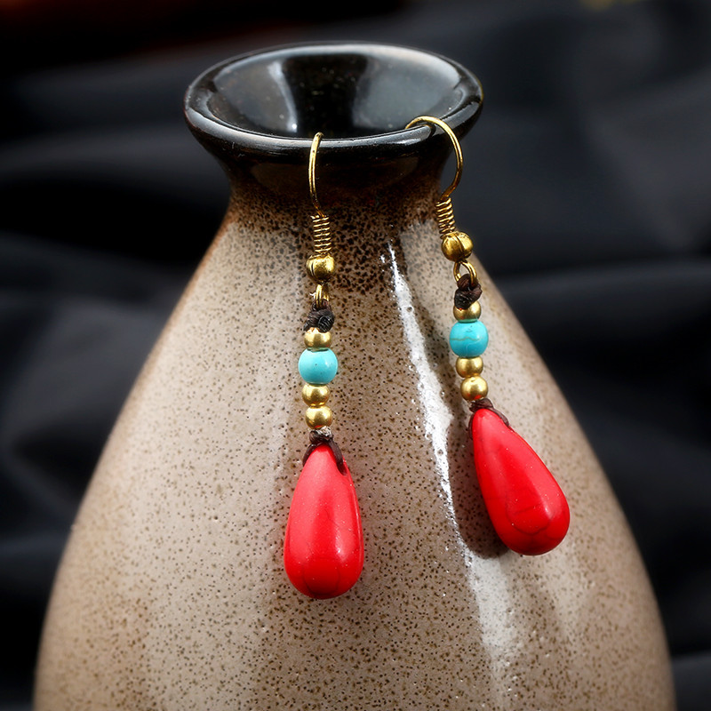 Retro Water Drop Shape Handmade Earring
