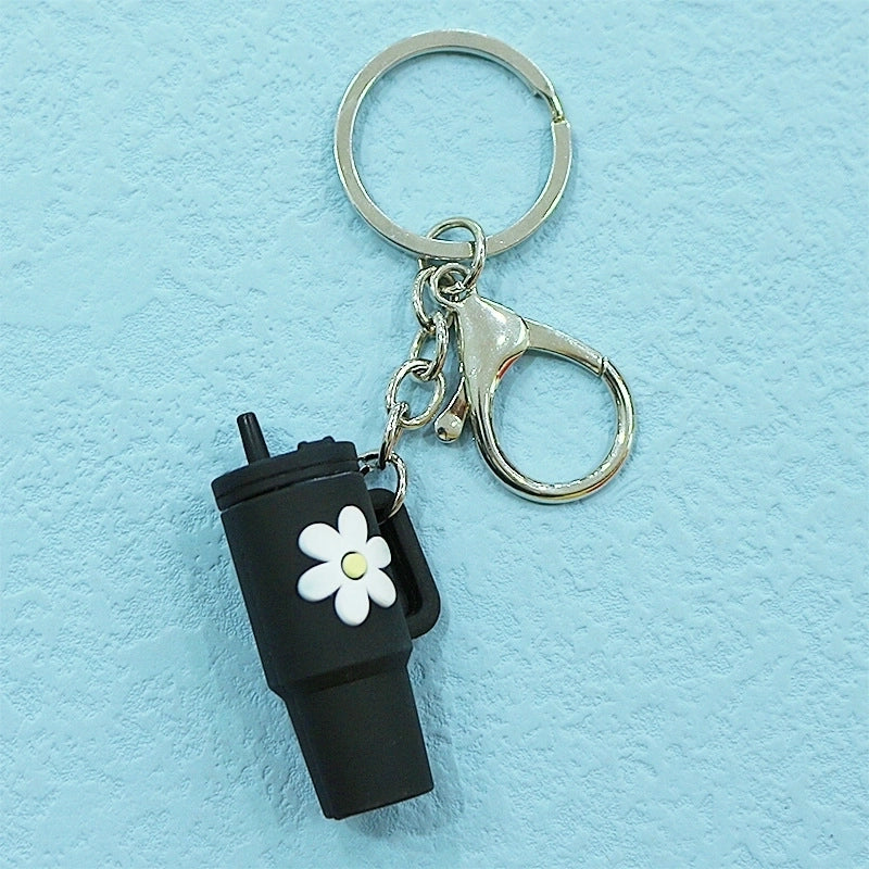 Cartoon Style Cup Flower Soft Glue Women’s Keychain