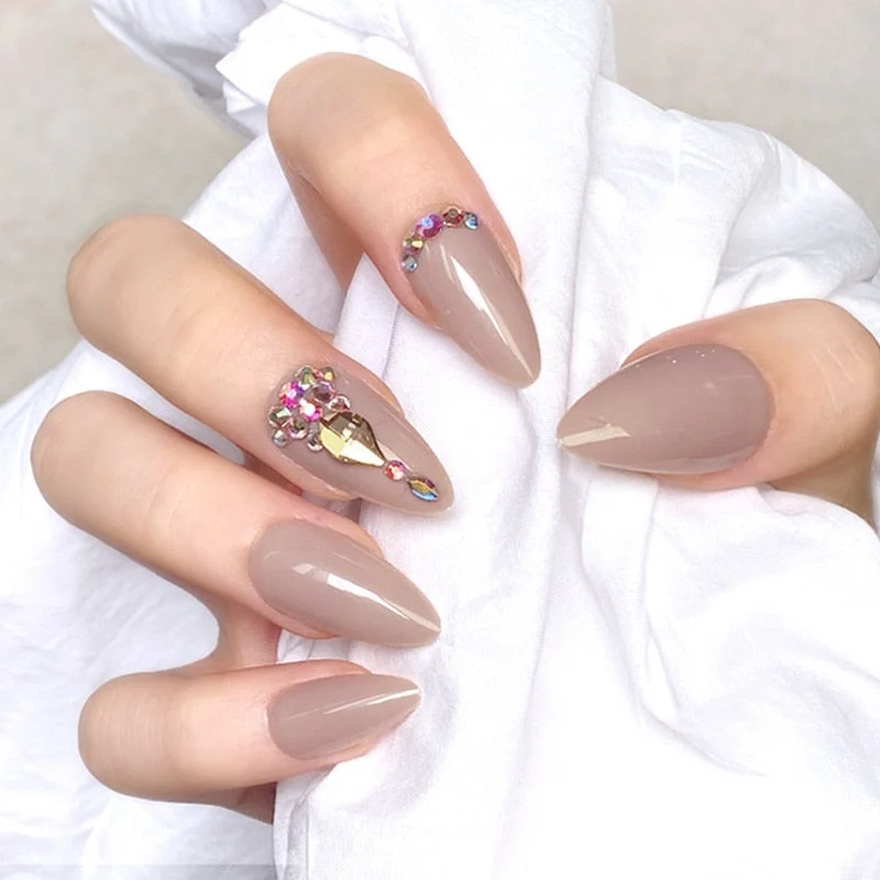 24pcs/set Acrylic Fake Nails Full Cover False Nail Art Tips 10 Sizes Fashion Designs With Nail Adhesive Sticker Coffin Nails-Nail Inspo