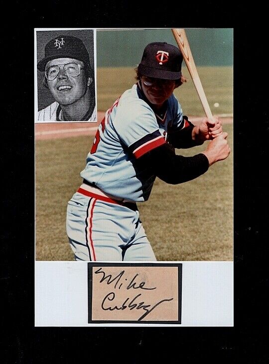 1970'S MIKE CUBBAGE-NY METS, TWINS AUTOGRAPHED CUT W/ COLOR Photo Poster painting