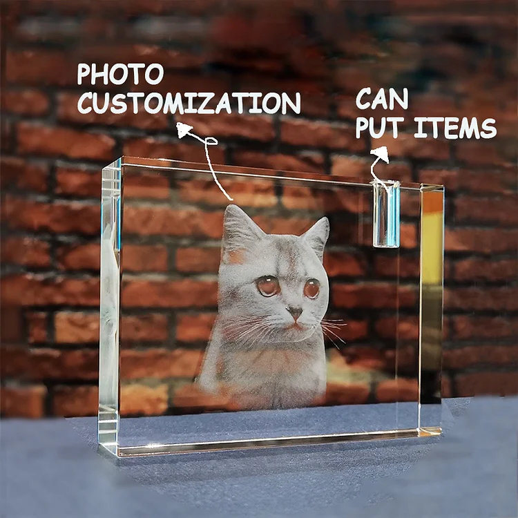 Personalized Crystal Photo Block - Glass Photo 1