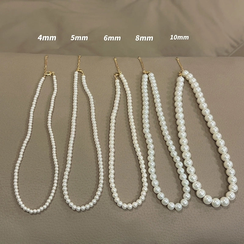 Casual Minimalist Round Imitation Pearl Titanium Steel Necklace