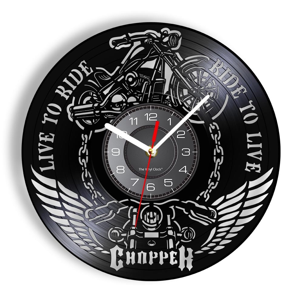 

Live To Ride Ride To Live Chopper Motorc - Vinyl Record Wall Clock - Without LED, 501 Original