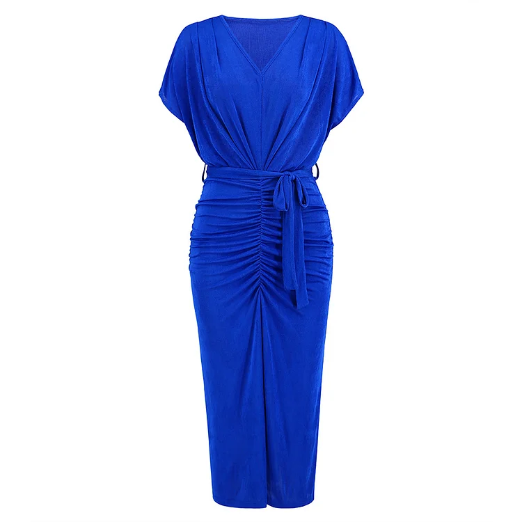 Fashion Sexy V Neck Shiny Summer Sexy Midi Dress