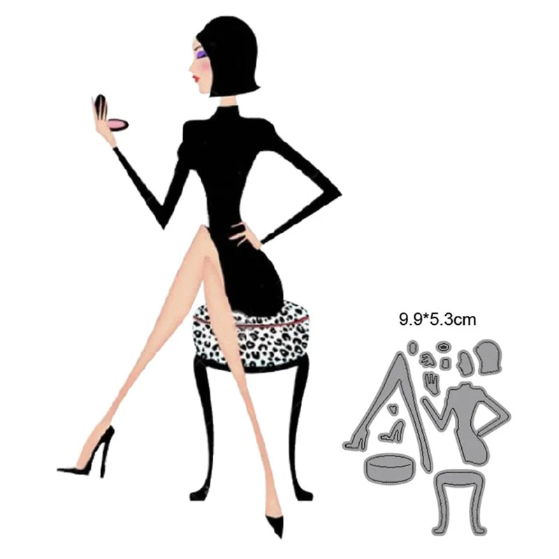 Cutting Dies Woman Makeup Metal Cutting Dies Cut Die Mold Decoration Scrapbook Paper Craft Knife Mould Blade Punch Stencils Dies