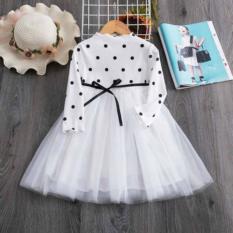 Uveng 1 2 3 4 5 Year White Dress for Girl Lace Tulle Baby Girl Clothes Birthday Party Princess Elegant Gown Flower Wedding Prom Dress