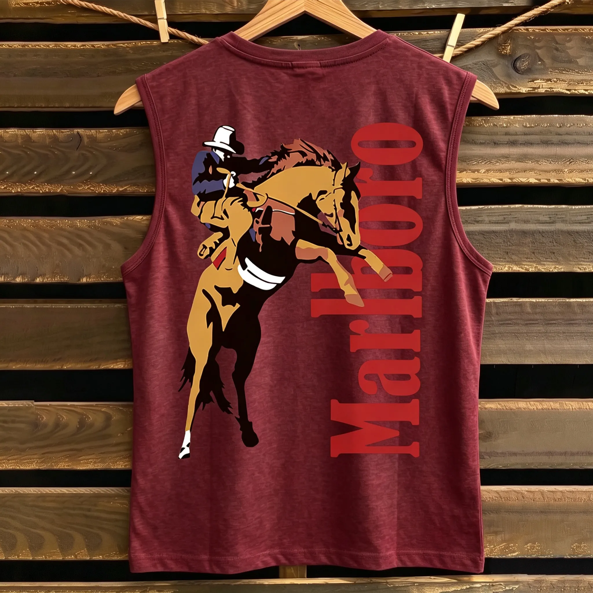 Western Cowboy Graphic Print V-Neck Sleeveless Tank Top