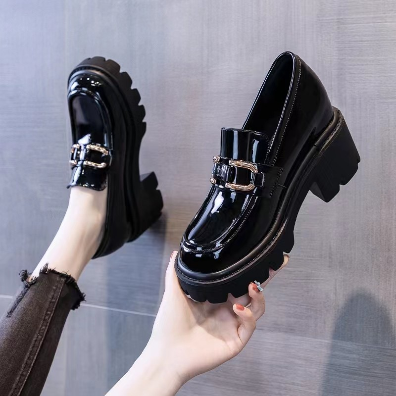 Blankf Style Chunky Platform Women Pumps 2023 Spring Women Patent Leather High Heel Shoes Autumn Vintage Office Female Loafers