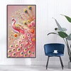 Diamond Painting -DIY Full Round Drill Pink Peacock(70*40 CM)