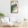 >SALE<Embroidery Cotton Thread 14CT Printed Green Peacock Cross Stitch 30x46cm