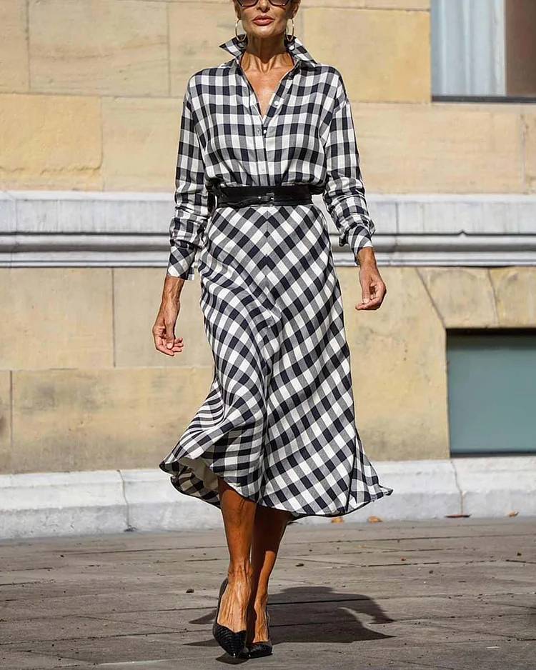 Relaxed Plaid Shirt Dress