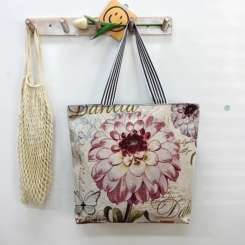 Women’s Vintage Style Flower Canvas Shopping Bags