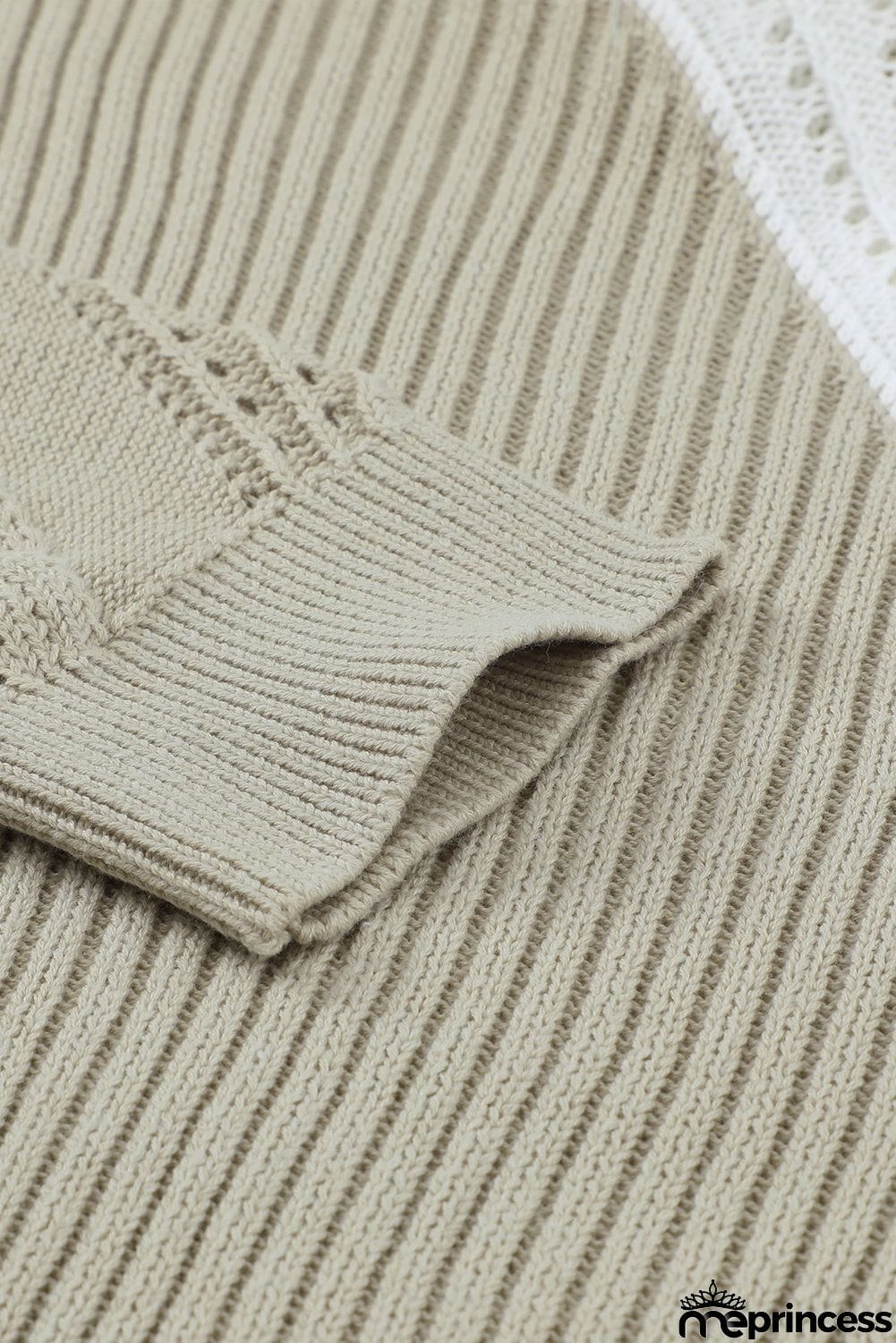 Chic Apricot White Turtleneck Cold Shoulder Sweater