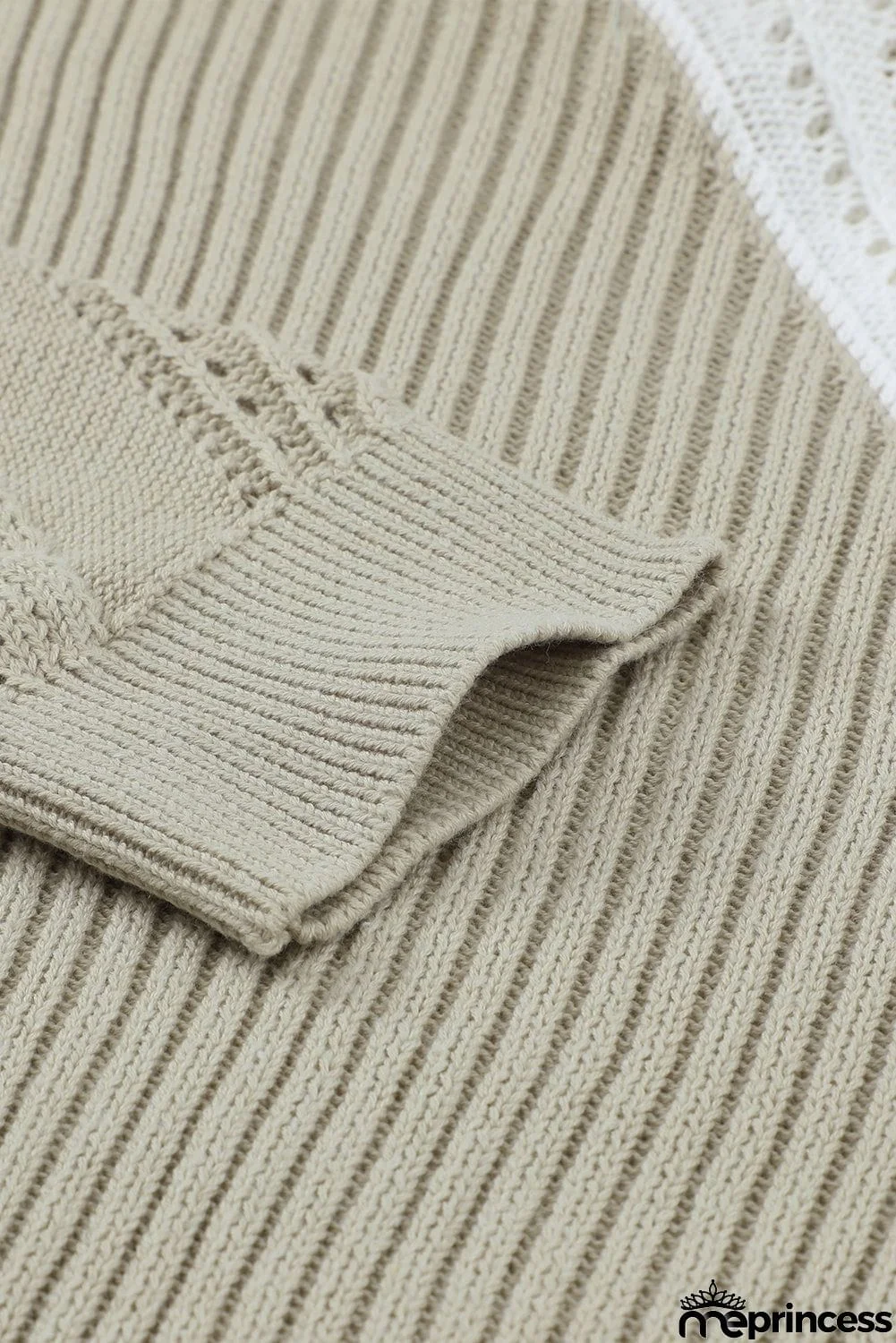 Chic Apricot White Turtleneck Cold Shoulder Sweater