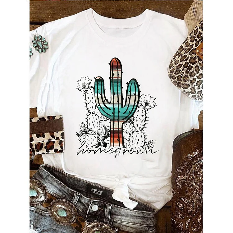 Striped Cactus T-shirt Tee-05765