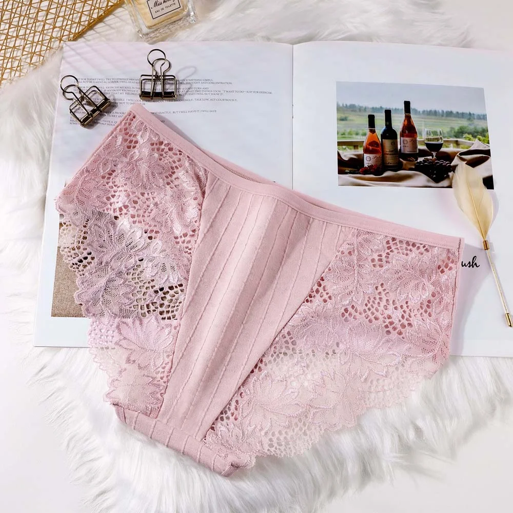 Fashionable sexy comfortable lace panties exquisite panties solid color shorts sexy underwear cutout underwear ladies