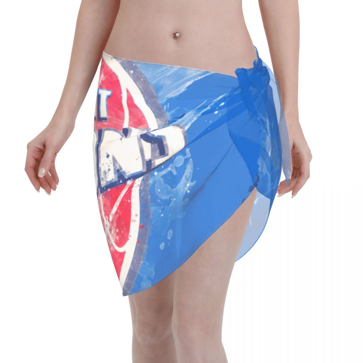 Detroit Pistons White Paint Brush Pattern Women Short Sarongs Beach Bikini Wraps