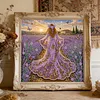 Robe am&eacute;thyste de champ lavande dame kits de peinture en diamant partiel DIY en forme sp&eacute;ciale pour adultes d&eacute;butants d&eacute;coration int&eacute;rieure peintures diamants 11,81 x 11,81 pouces