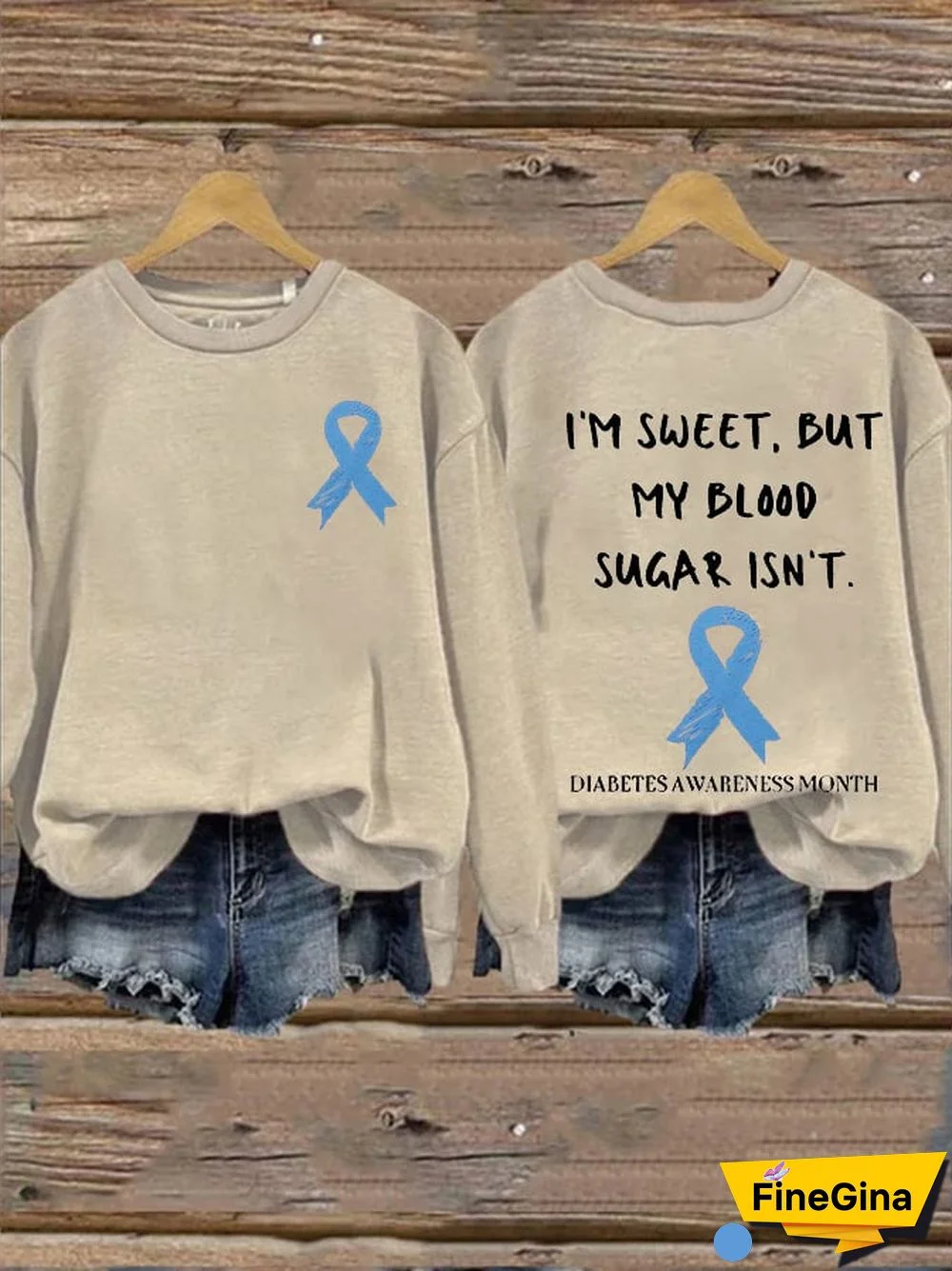 Women's I'M Sweet But My Blood Sugar Isn'T Diabetes Awarenes Print Casual Sweatshirt
