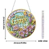 Easter Flowers DIY 2D Flat Acrylic Double Sided Diamond Painting Hanging Pendant