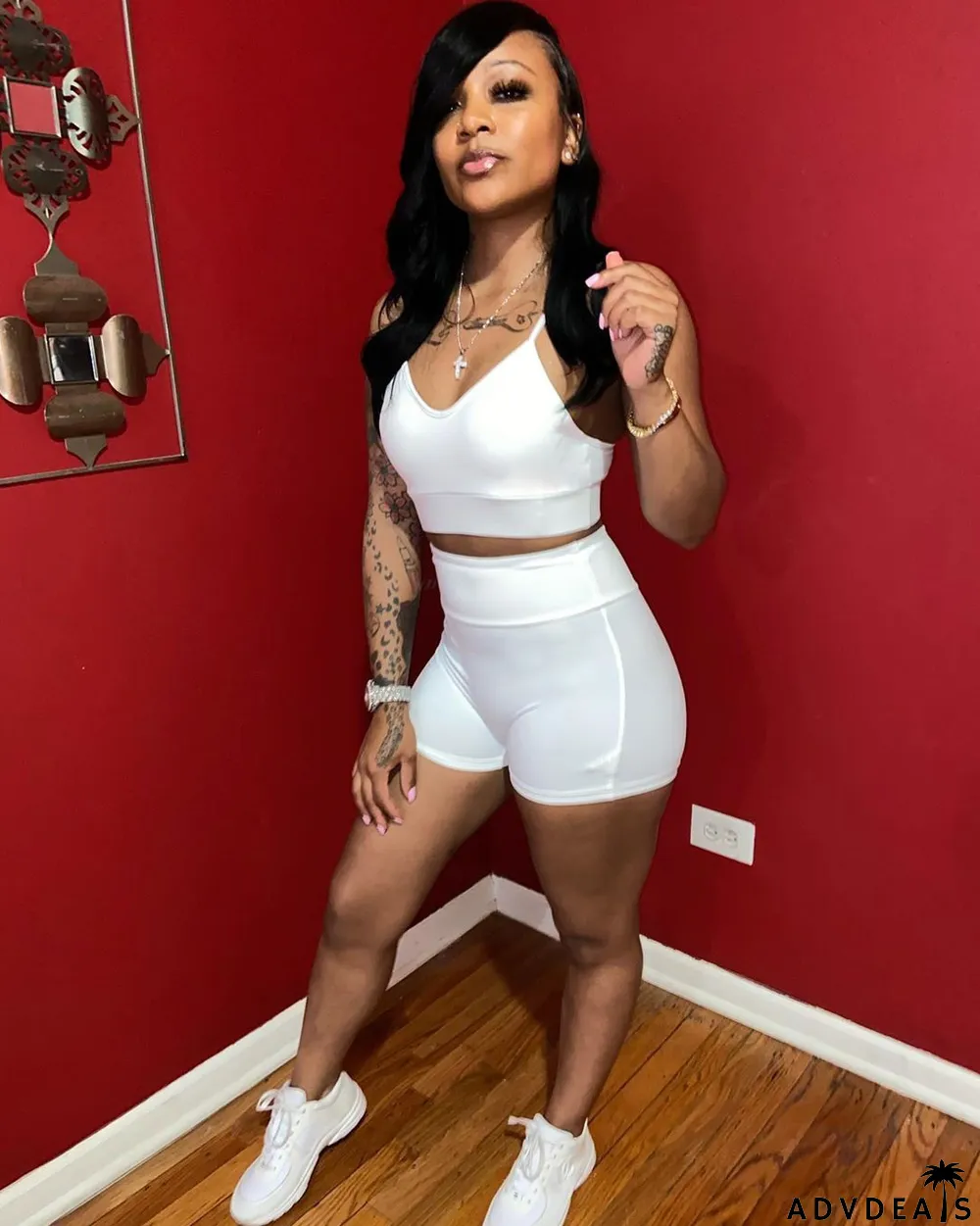 Solid Cami Top And Short Two Piece Sets