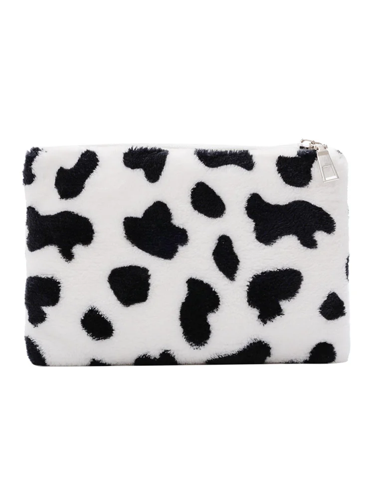 Plush Animal Pattern Women Coin Purse Girl Wallet Pouch Card Handbag (Cow)