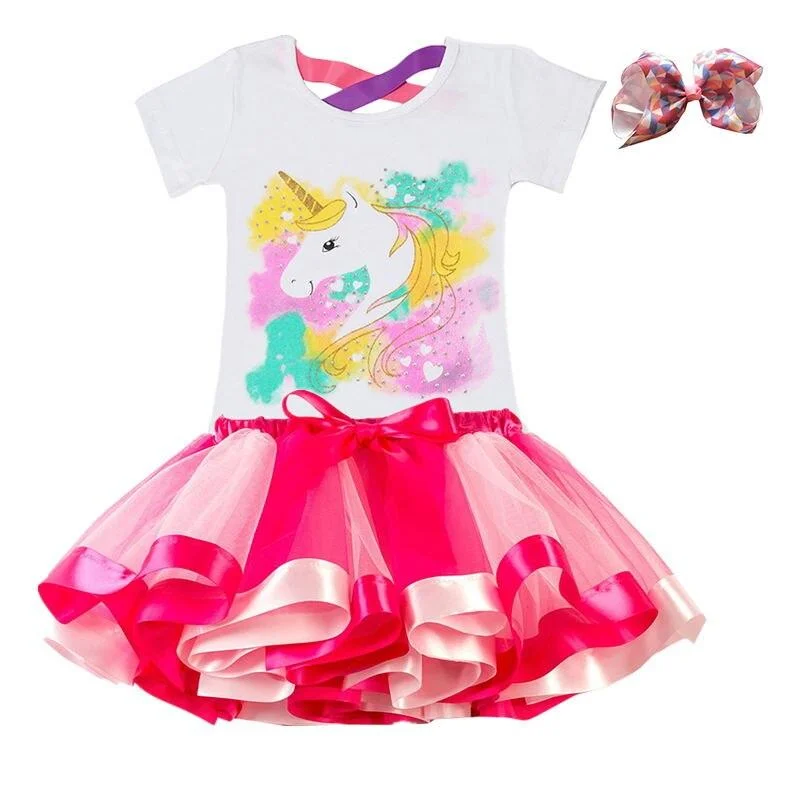 Unicorn Clothing Sets Baby Girls Clothes 2021 Summer Princess Party Unicorn Colorful tutu Dress Kids Birthday Ball Gown Dresses