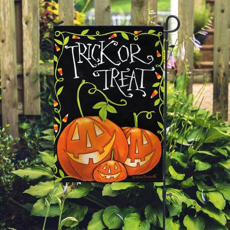 Happy Halloween Garden Flag Pumpkin Ghosts Garden Flag Decorative House Yard Double Sided Flag for Halloween Decoration