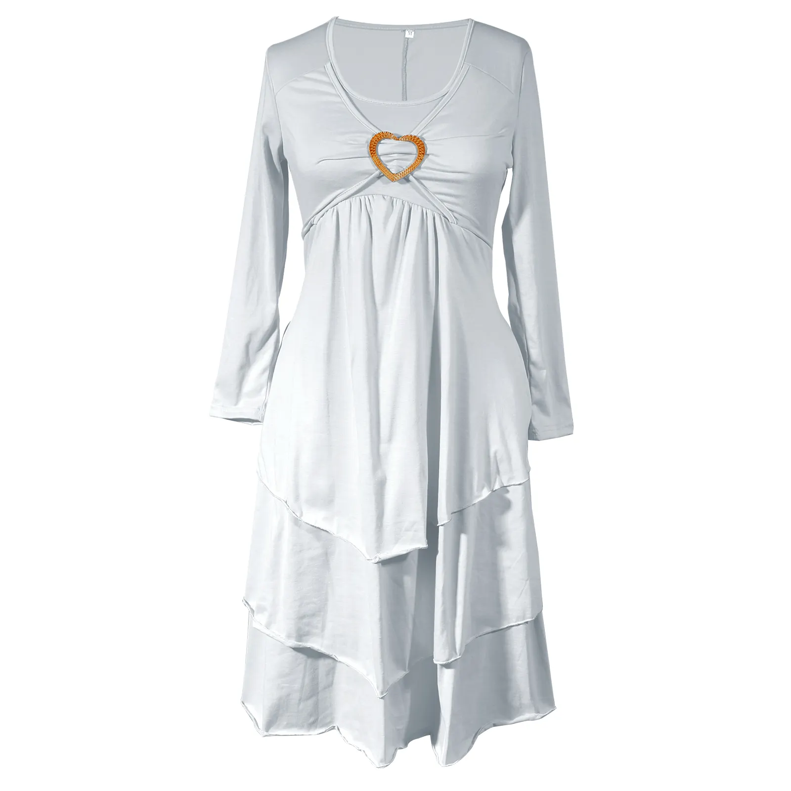 Women's Plain Regular Fit Crew Neck Pockets Casual Midi Dress