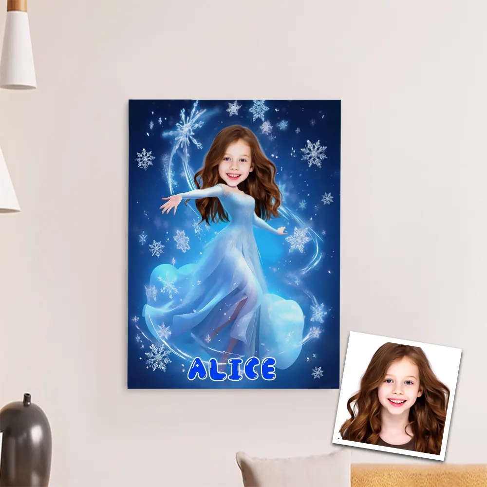 Custom Face Photo Elsa Princess Forzen Portrait Custom Paintings