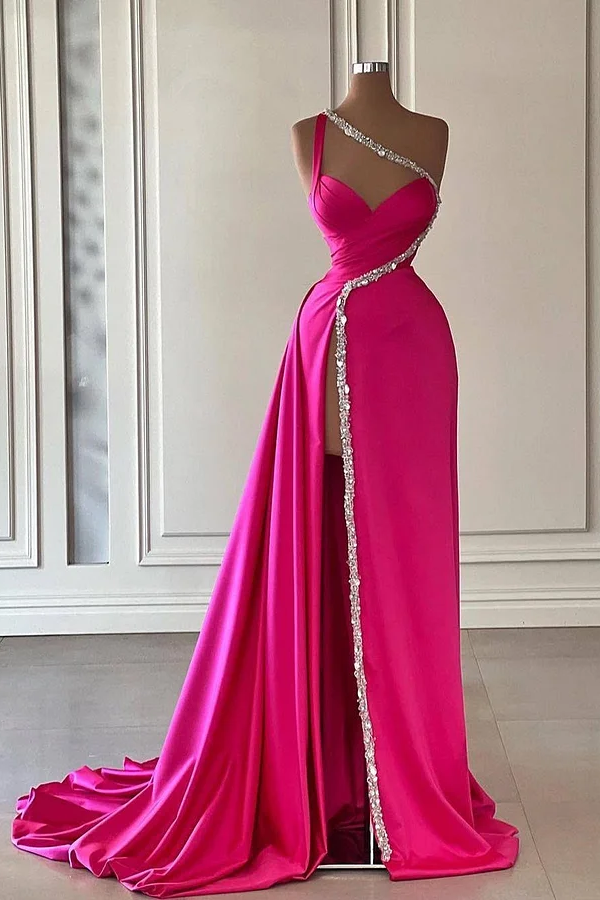 Daisda Fuchsia Sleeveless Sweetheart Mermaid Beads Prom Dress