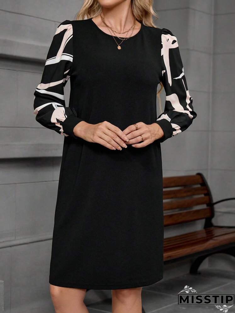 Women's Graphic Print Long Sleeve Mini Dress