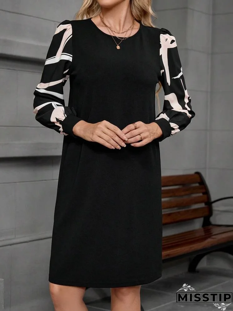 Women's Graphic Print Long Sleeve Mini Dress