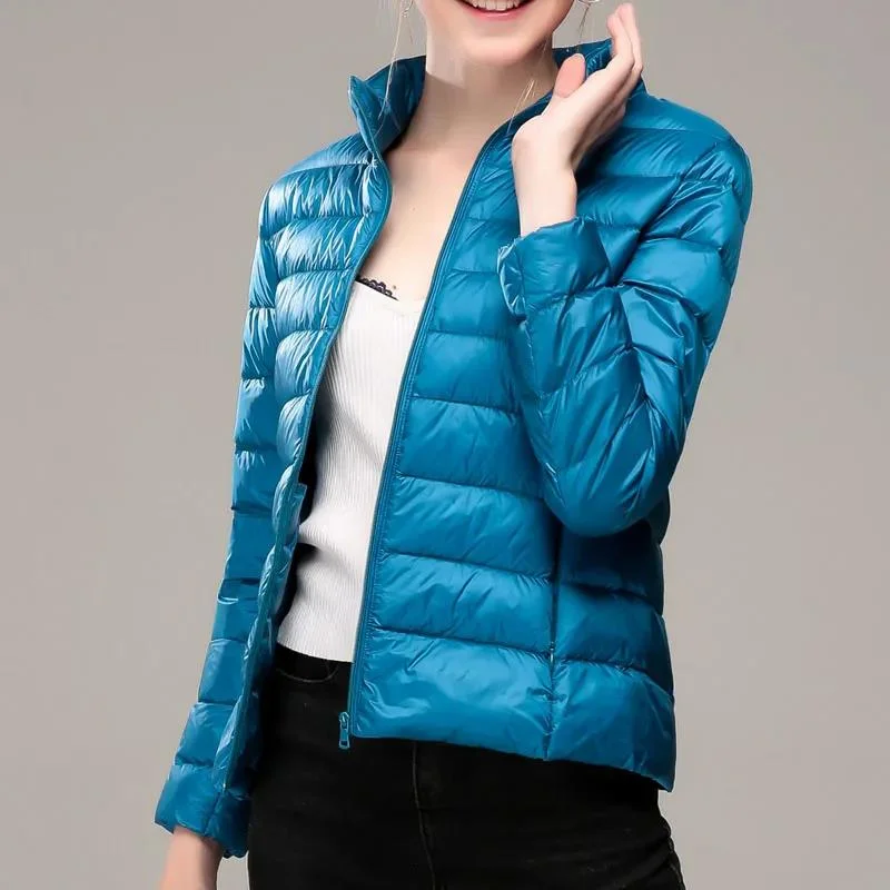 Womens Lightweight Coat Multicolor Shirt Top Collar Down Jacket