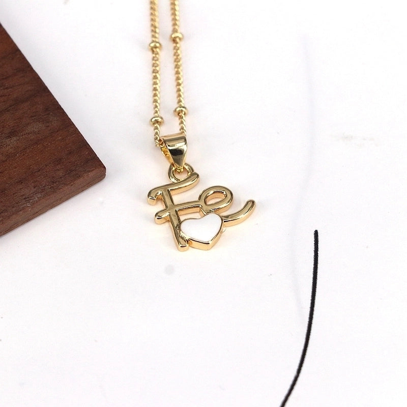 Copper Enamel Geometric Heart Shape Pendant Necklace