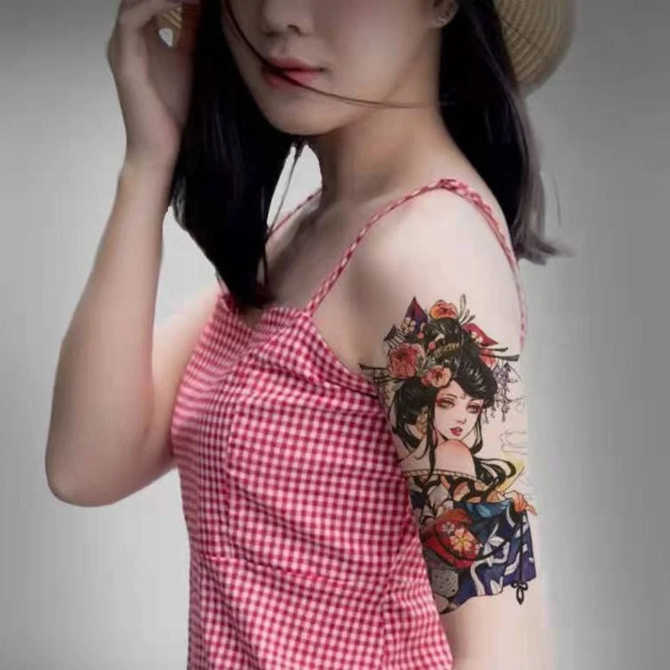 Cartoon Abatis Girl Temporary Tattoo Sticker Waterproof Butterfly Cute Clavicle Chest Flower Arm Art Fake Tattoo Leg Back Tattoo