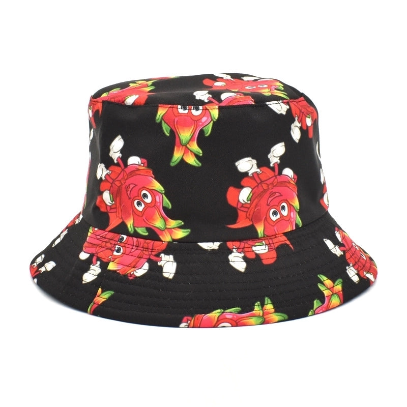 Unisex Casual Minimalist Animal Fruit Printing Wide Eaves Bucket Hat