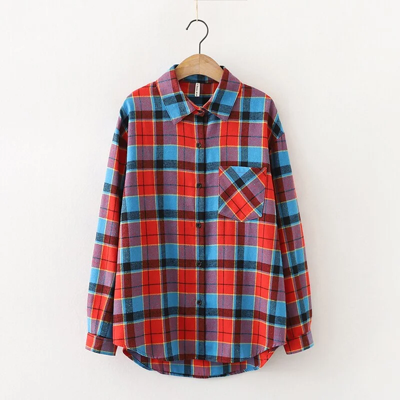 Plaid Shirts Womens Checked Blouses And Tops Long Sleeve Female Casual Print Shirt Loose Cotton Blusas Outwear Autumn News