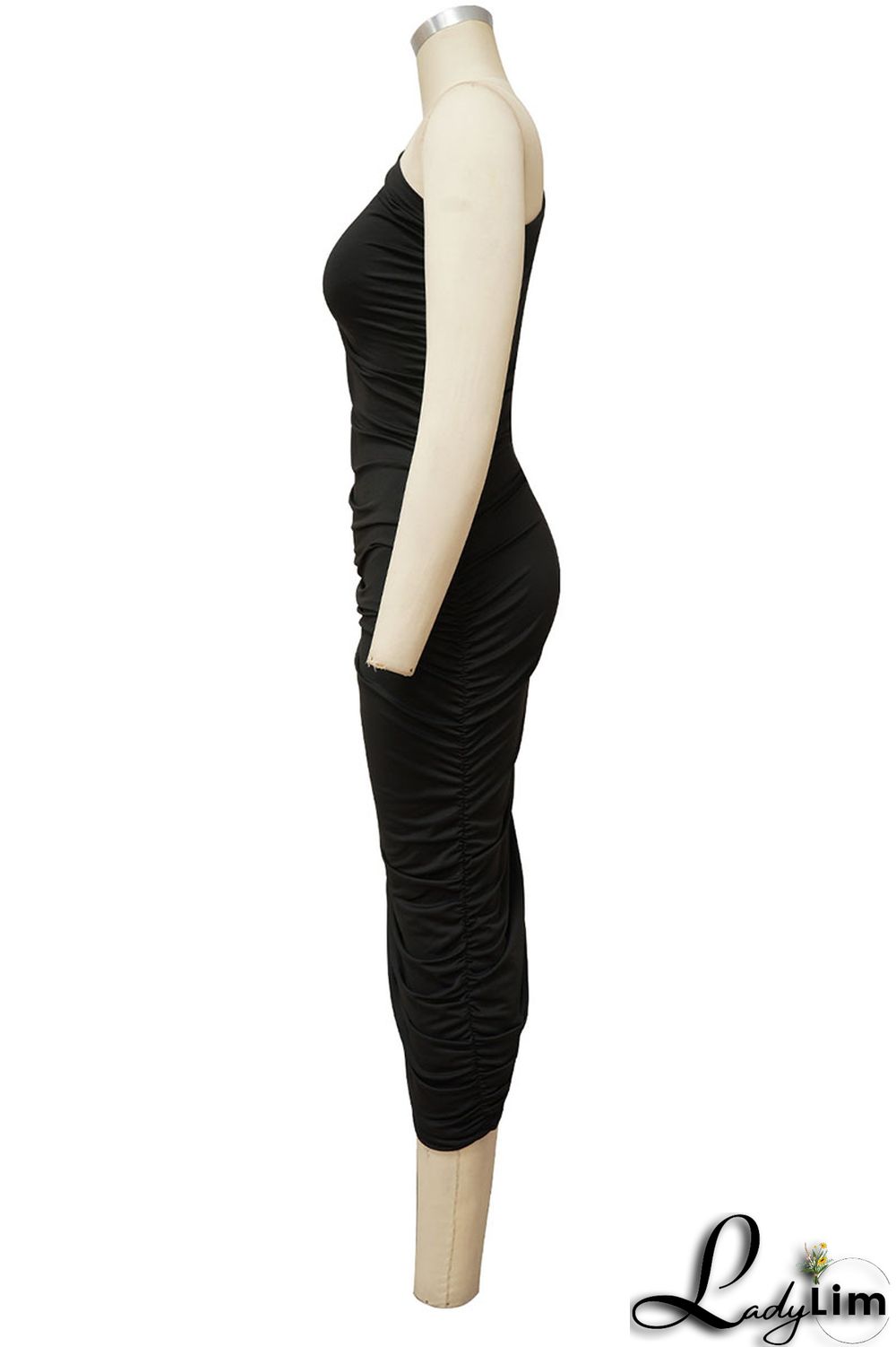 Light Purple Casual Solid Split Joint Fold Asymmetrical Oblique Collar Dresses