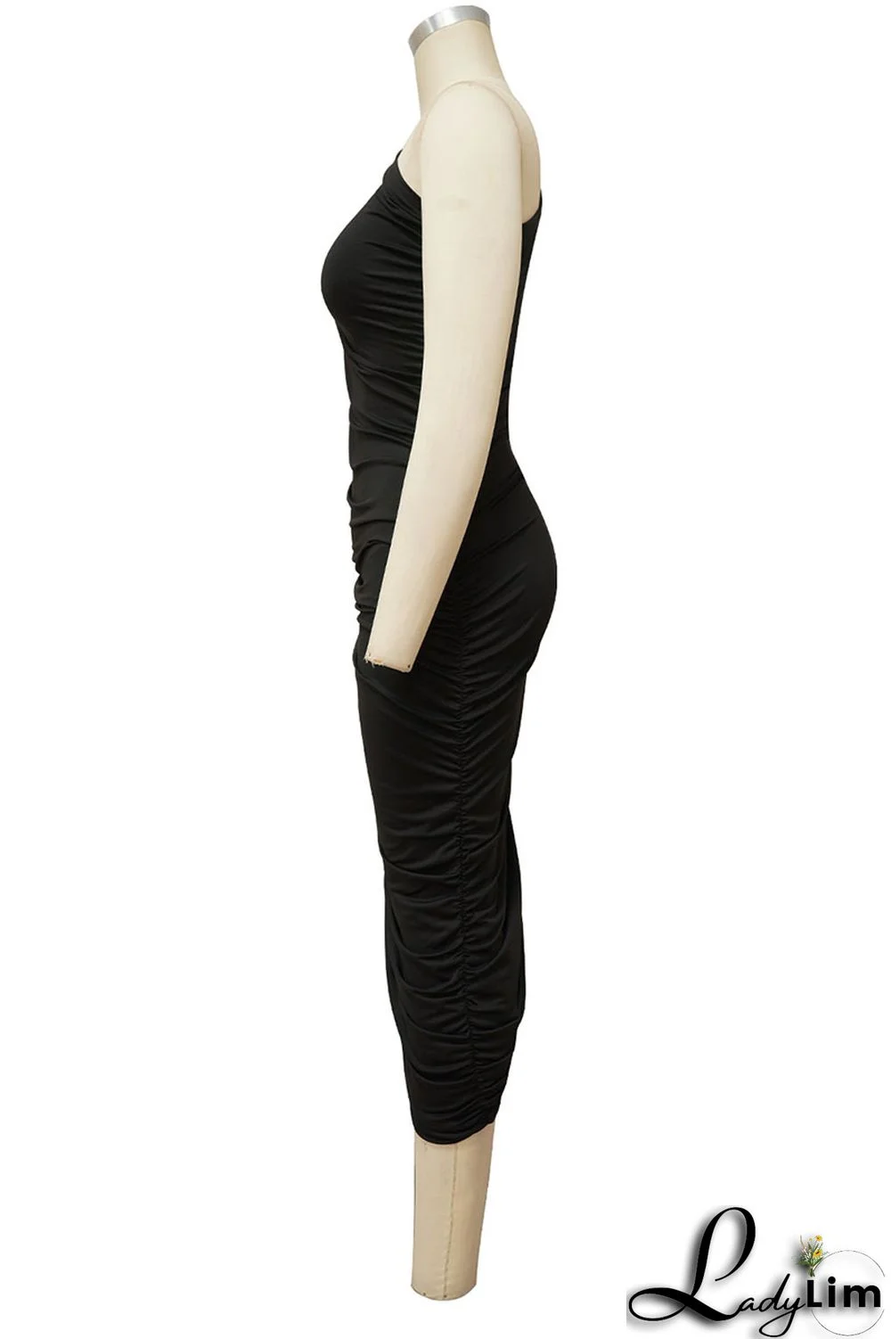 Light Purple Casual Solid Split Joint Fold Asymmetrical Oblique Collar Dresses